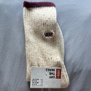 Vans Cream Socks with Maroon Trim